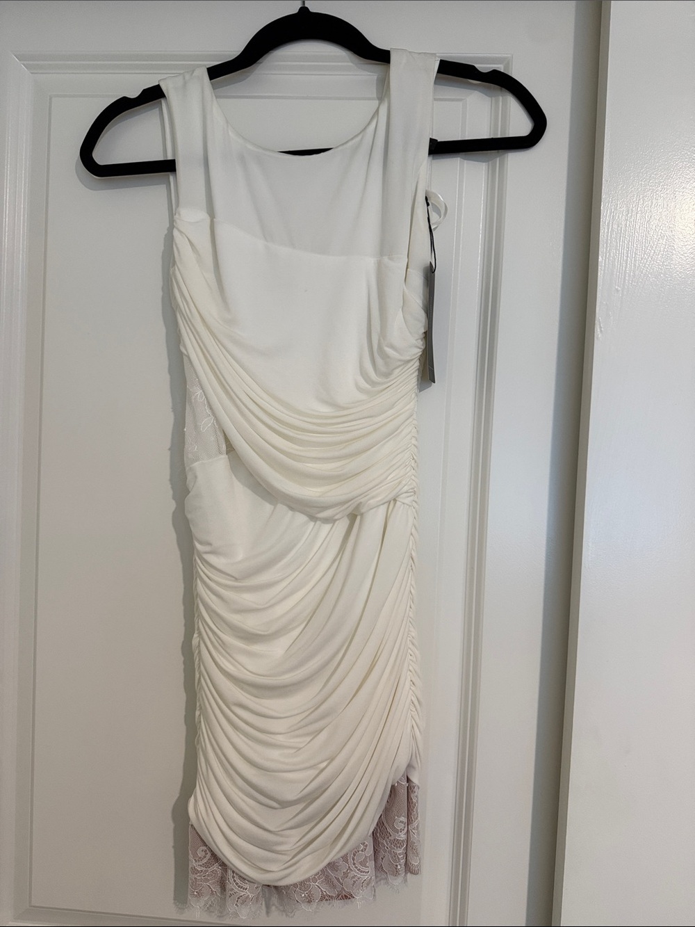 Elegant White Ruched Sleeveless Dress